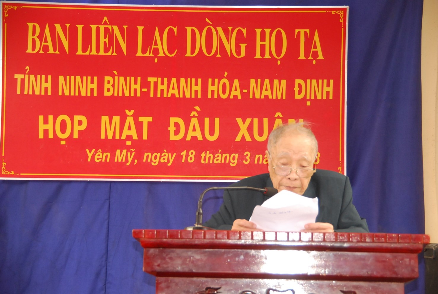Ông Tạ Cao Sơn phát biểu tại buổi Họp Mặt Đầu Xuân tại tỉnh Ninh Bình ngày 18/3/2018